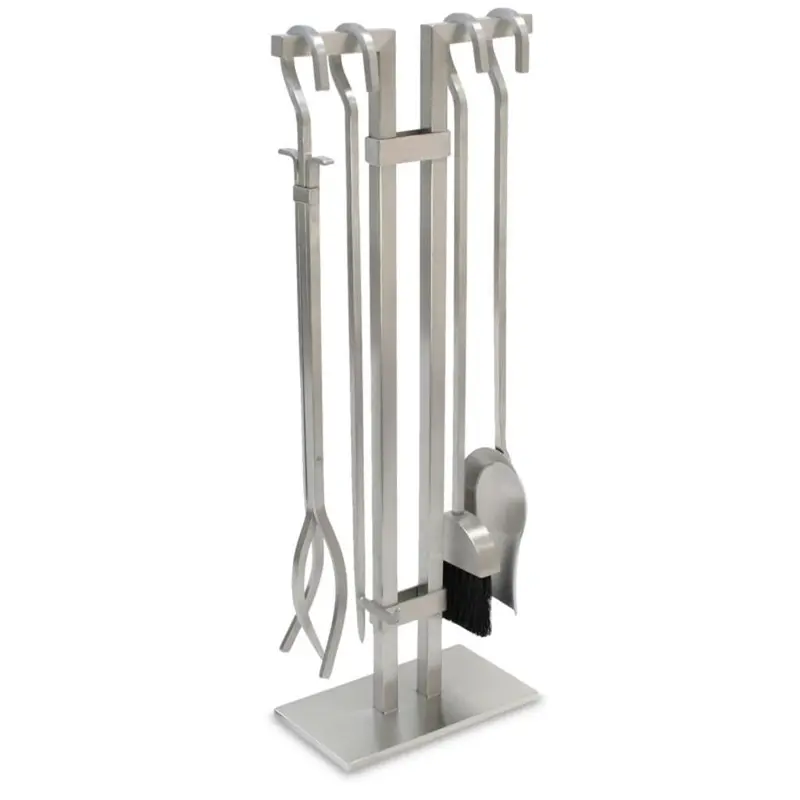 Pilgrim 10-Inch Stainless Steel Sinclair 4-Piece Fireplace Tool Set 1