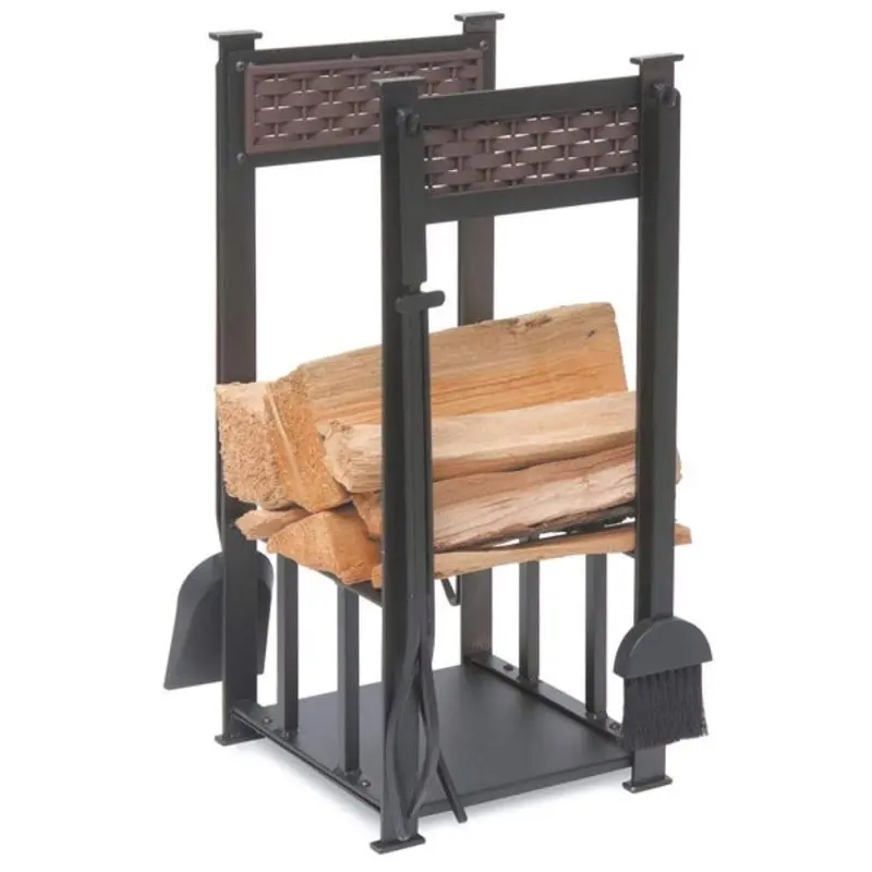 Pilgrim 13-Inch Matte Black Basket Weave Hearth Center 1