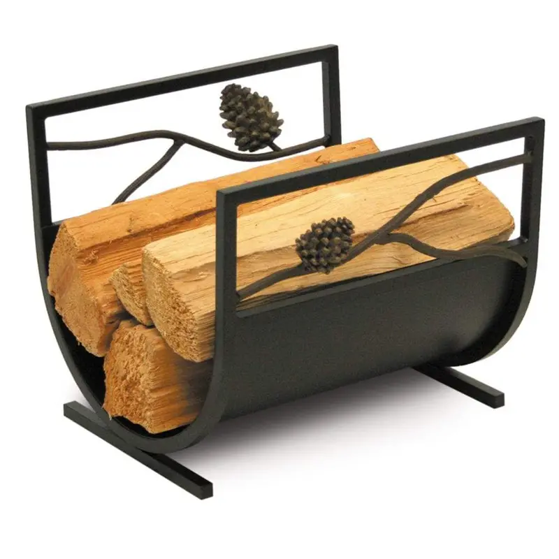 Pilgrim 13-Inch Matte Black Pine Cone Wood Storage Holder 1