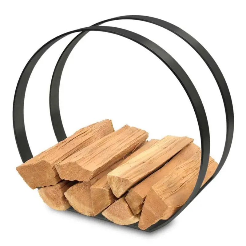 Pilgrim 24-Inch Black Modern Hearth Wood Holder 1