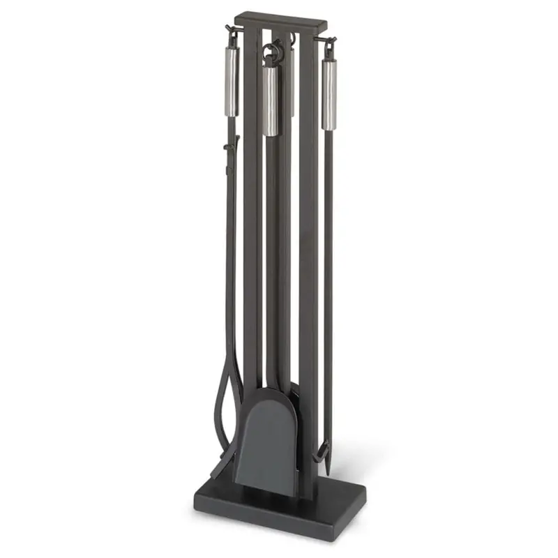Pilgrim 32" Four-Piece Contemporary Fireplace Tools With Brushed Steel Handles 1