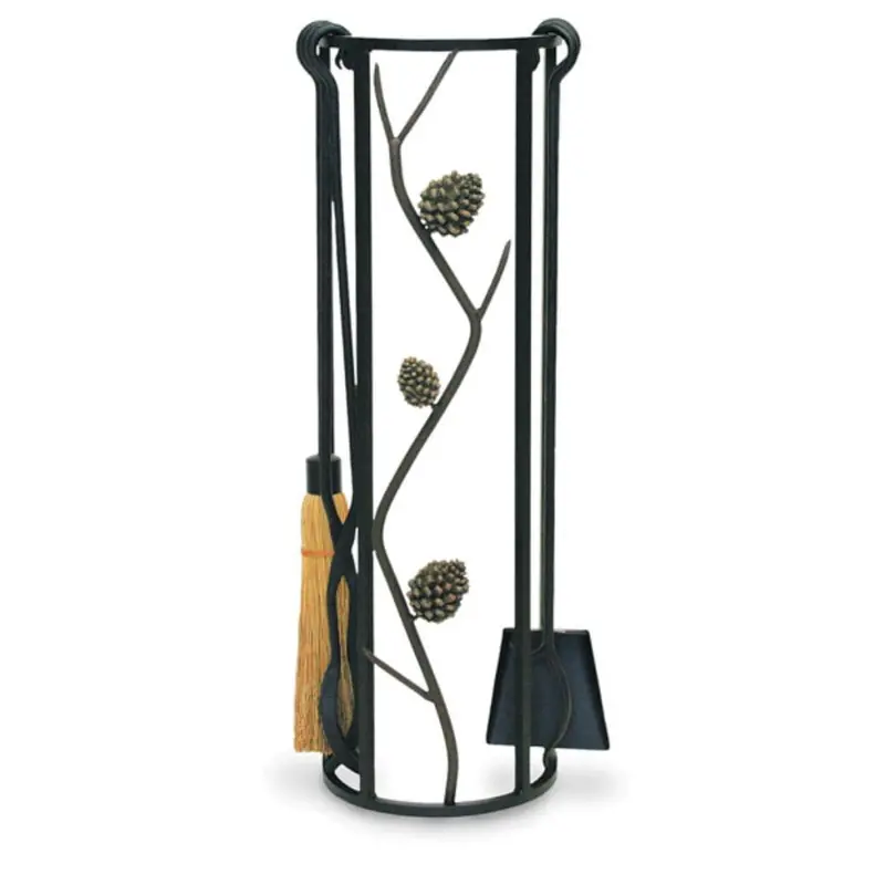 Pilgrim 32" Four-Piece Pine Cone Fireplace Tool Set – Matte Black 1