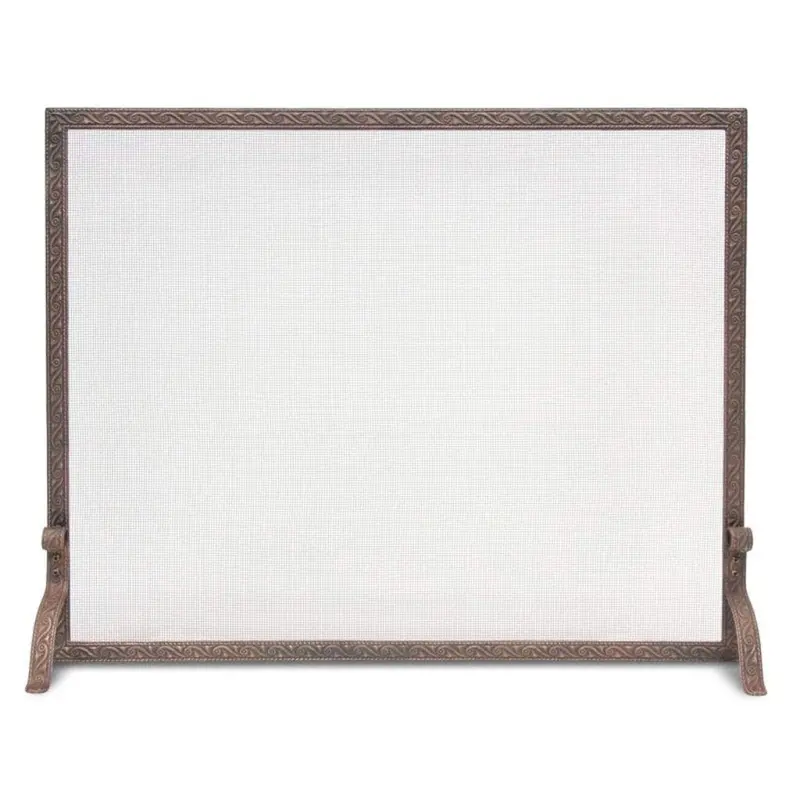 Pilgrim 39" Ballard Embossed Black Single-Panel Fireplace Screen 1