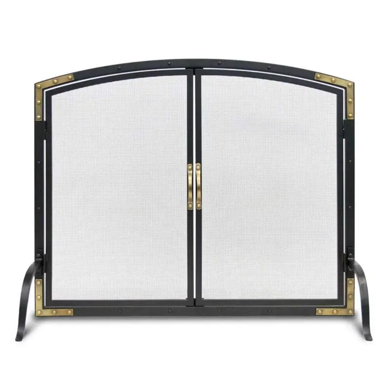 Pilgrim 39" Refined Rivet Mesh Fireplace Screen In Black 1