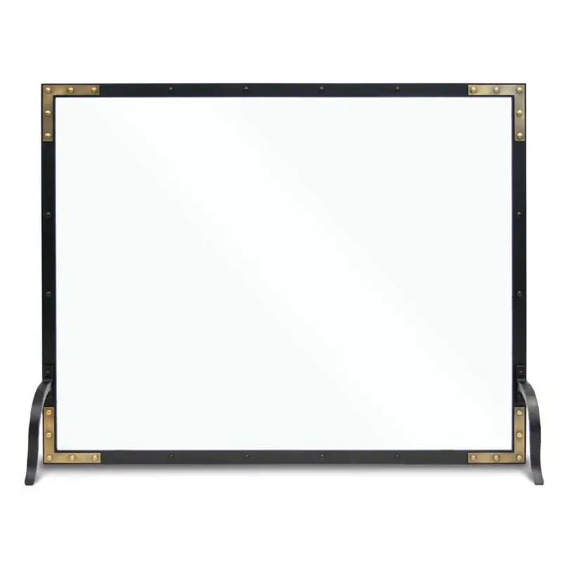 Pilgrim 39" Refined Rivet Single-Panel Black Glass Screen 1