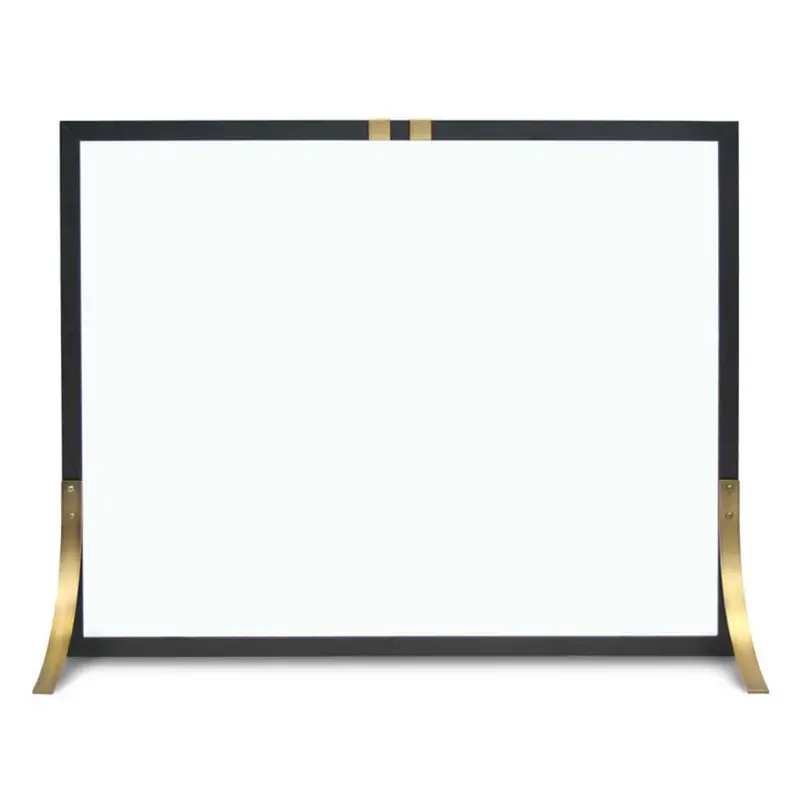 Pilgrim 39" Valiant Single-Panel Black Glass Fireplace Screen 1