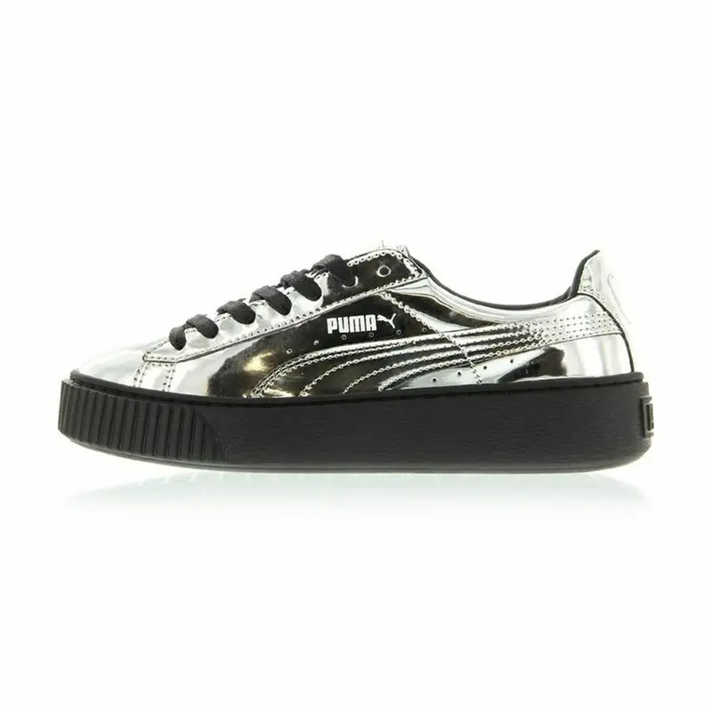 Puma Basket Platform Metallic Women'S Sneakers – Light Grey 1