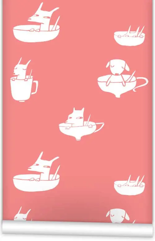 Pups In Cups Patterned Wallpaper Roll – 61.5 Cm × 10 M 1