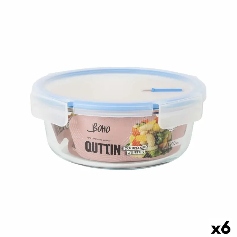 Quttin Boho Leak-Proof Lunch Box – 1.3 L Transparent, Pack Of 6 1