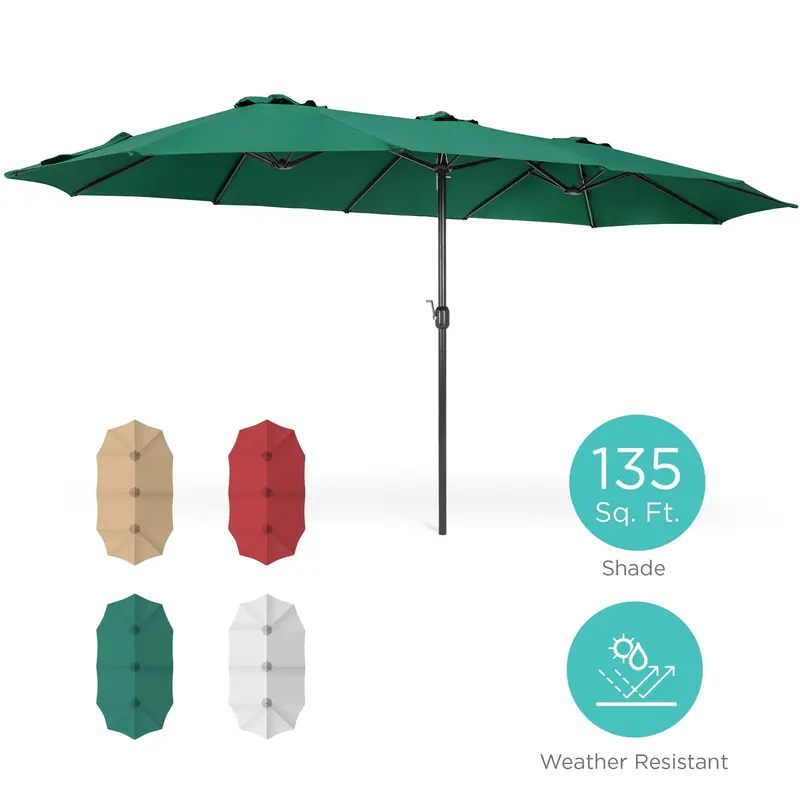 Rectangular Twin-Size Market-Style Patio Umbrella For Outdoor Shade 1