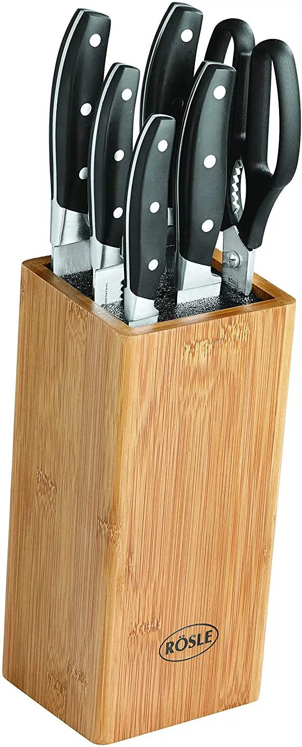 Rosle German Forged Knife Set With Bamboo Block And Scissors 1