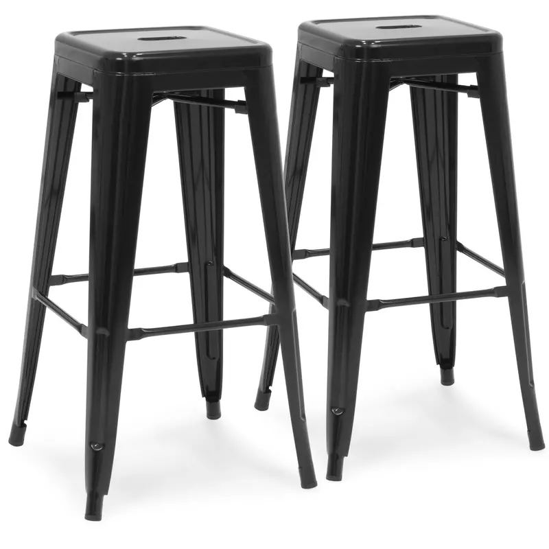 Set Of Two Industrial-Chic Metal Bar Stools – 30-Inch Counter Height 1