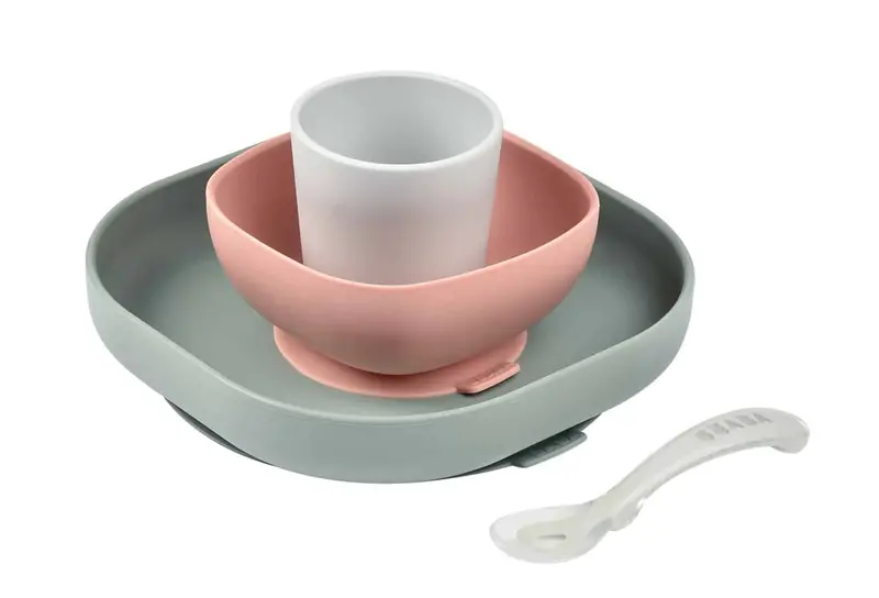 Silicone Mealtime Set – Coordinated 3-Piece Collection In Eucalyptus Tone 1