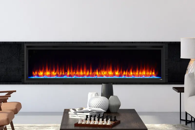 Simplifire Allusion Platinum 72-Inch Wall-Mount Or Recessed Linear Electric Fireplace 1