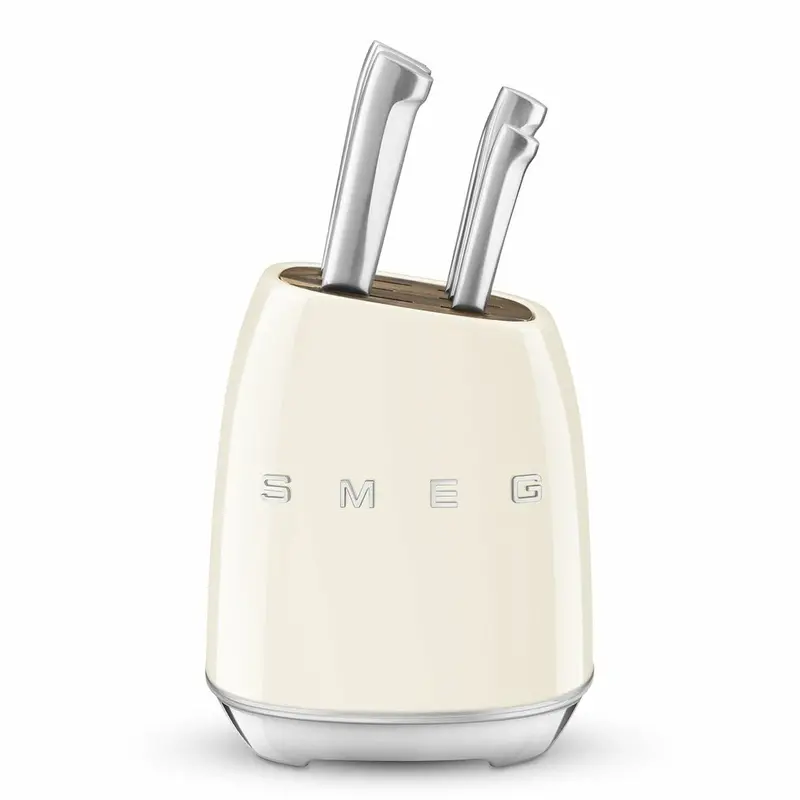 Smeg Kbsf02Cr Knife Set With Acrylic Stand – 6-Piece Cream-Colored Kitchen Cutlery Collection 1