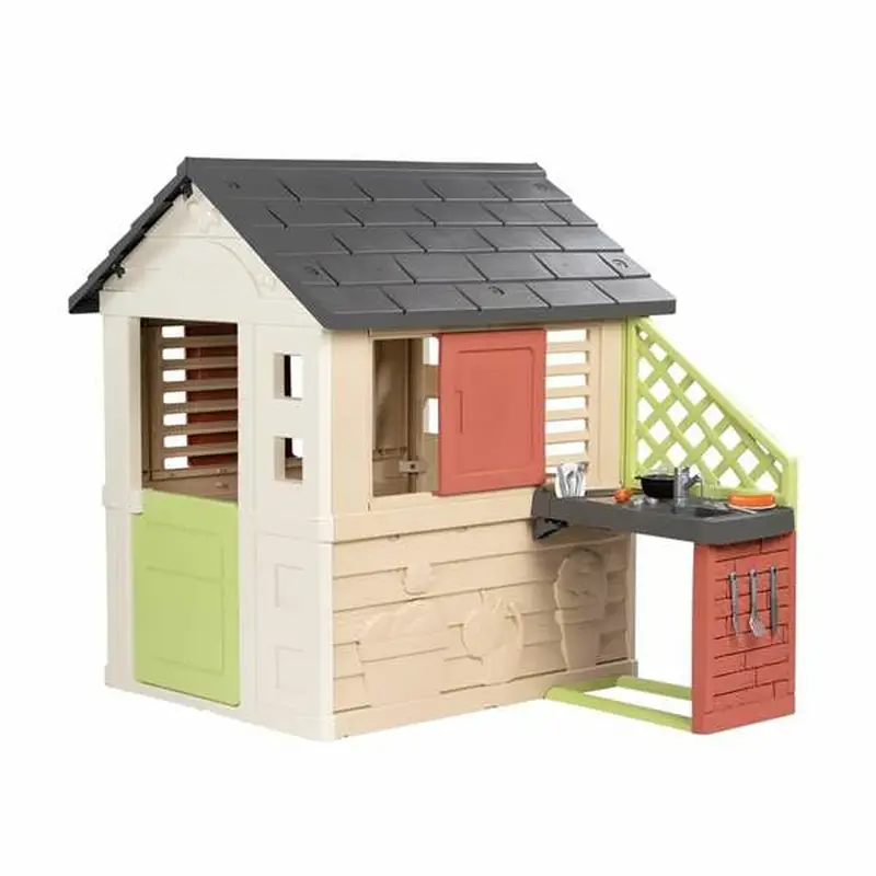 Smoby Nature Outdoor Playhouse For Kids – Wooden-Style Garden Play Tent 1