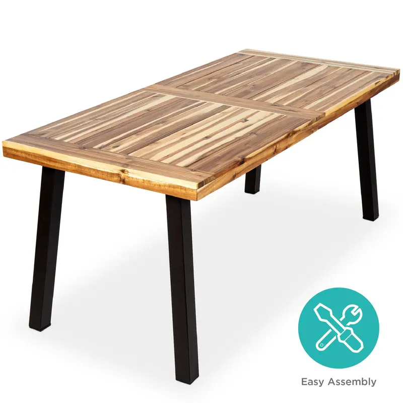 Solid Acacia Wood Extendable Dining Table For 6 – Indoor & Outdoor Use 1