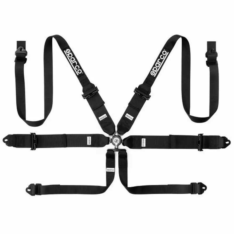 Sparco 6-Point Racing Harness – Adjustable Black Safety Belt System 1