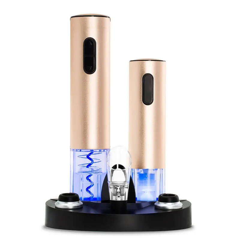 Stainless Steel Electric Wine Opener Kit With Aerator, Foil Cutter & Usb Charging Base 2