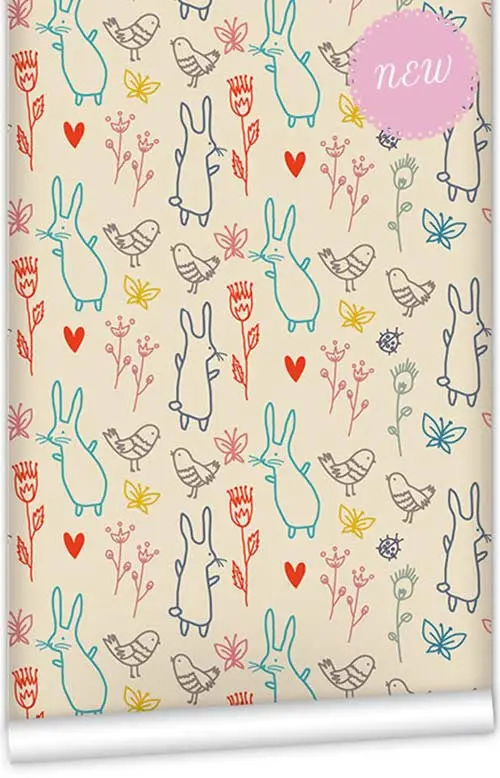 Summer Rabbit Motif Wallpaper Roll – 61.5 Cm × 10 M 1
