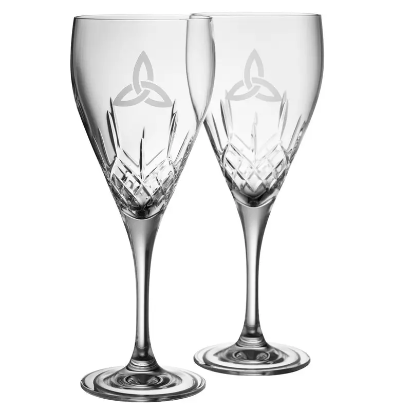 Trinity Knot Red Wine Glasses – Pair – Galway Crystal 1