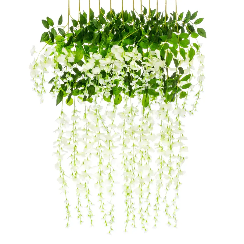 Twelve-Piece Artificial Wisteria Vine Arrangement – Silk Flower Decor Accent 1
