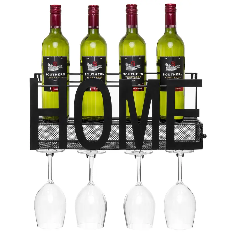 Wall-Mounted Decorative Wine Rack – Artistic Black Metal Shelving Unit 1