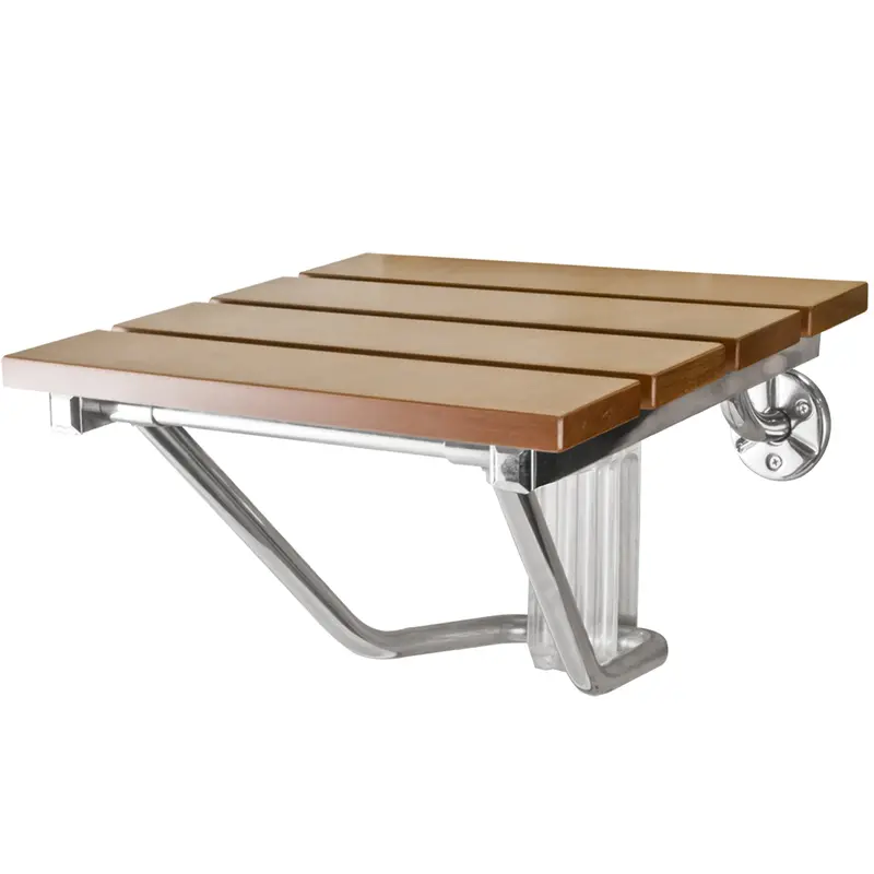 Wall-Mounted Folding Shower Seat – Hardwood Seat With Reinforced Steel Frame 1