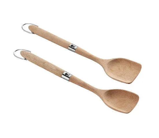 Weber Two-Piece Wok Cooking Set: Stainless Steel Spoon & Spatula 1