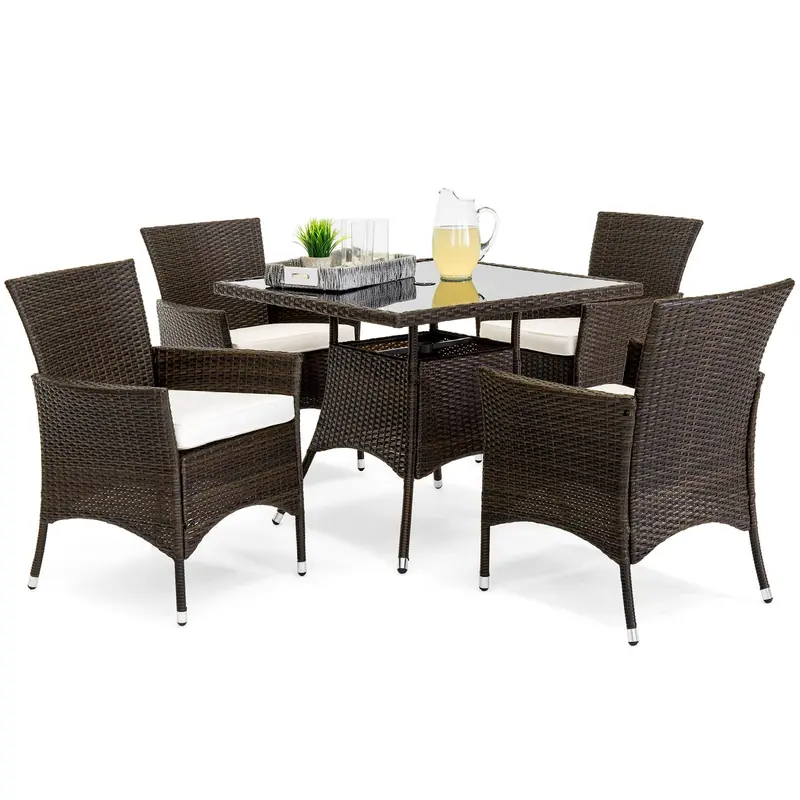 Wicker Patio Dining Set – 5-Piece Including Table And 4 Chairs 1