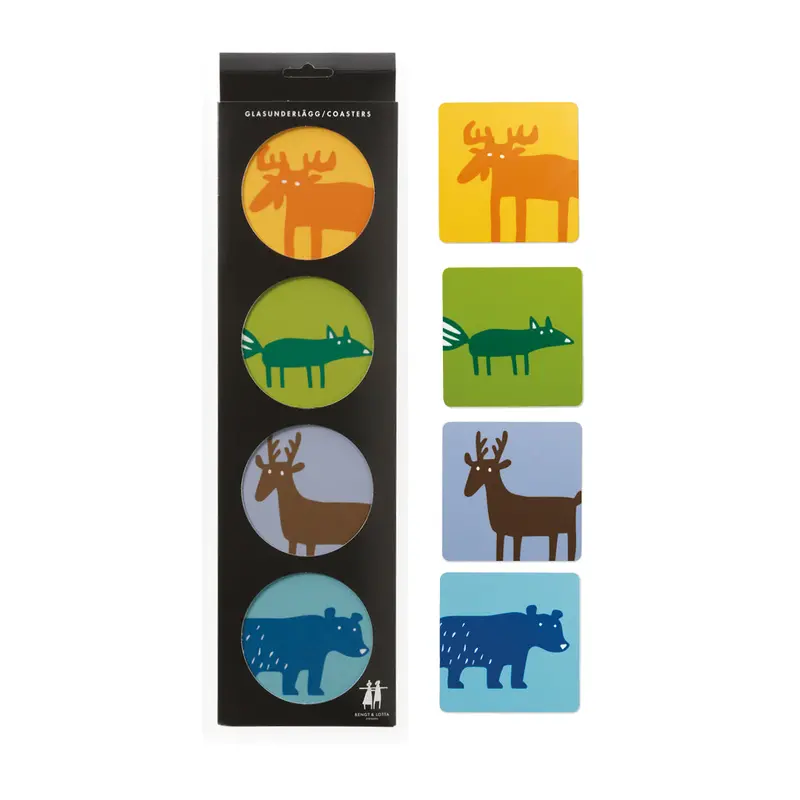 Wildlife-Inspired Coaster Set – Illustrated Animal Designs 1