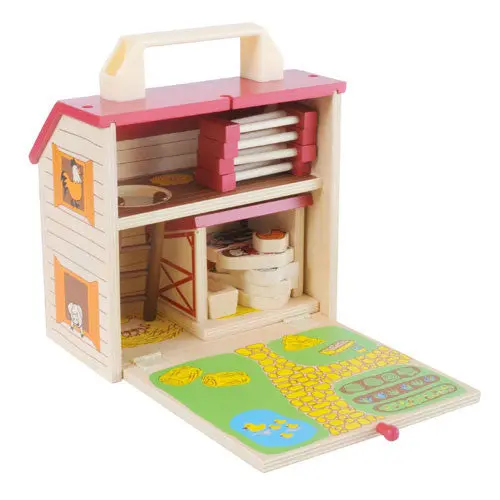 Wooden Barn House Toy Set – Natural Wood Box Set 1