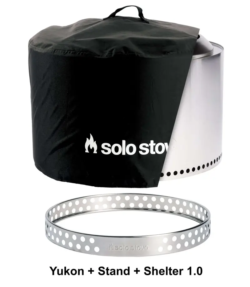 Yukon Fire Pit Bundle: Stand + Protective Shelter For Backyard Use 1